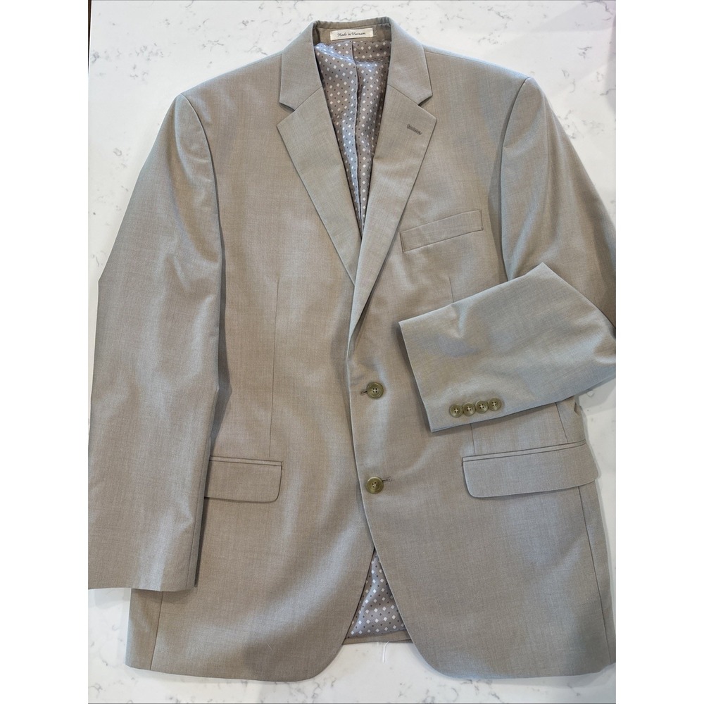 Chaps Blazer Mens 42R Tan Polyester Rayon Sport Coat 2 Button Jacket Casual EUC